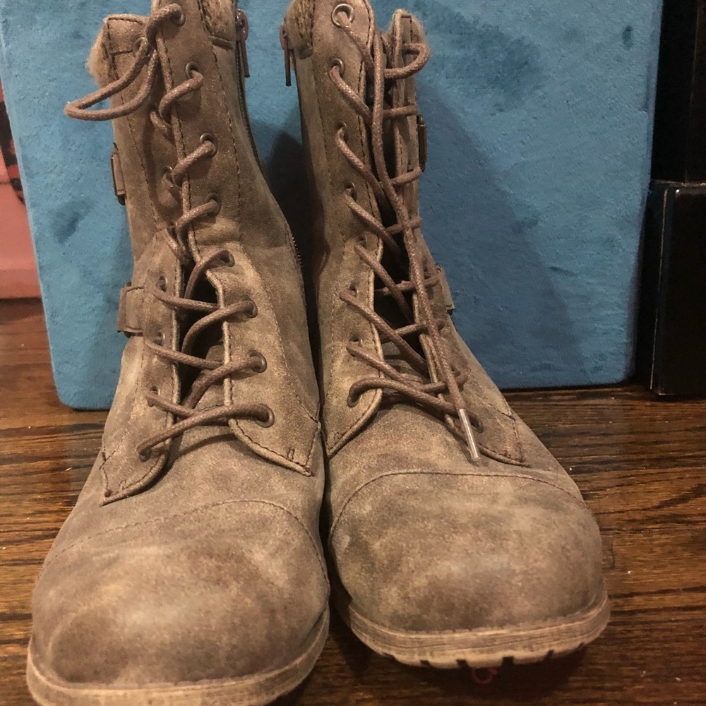 Brown combat boots